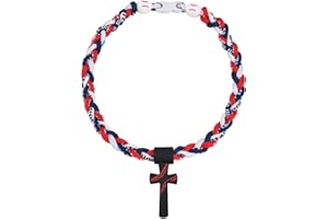 Kehuify Baseball Necklaces for Boys, Baseball Necklace Three-Braid Rope Tornado Cross Necklace Sports Titanium Necklace Baseball Rope Necklace
