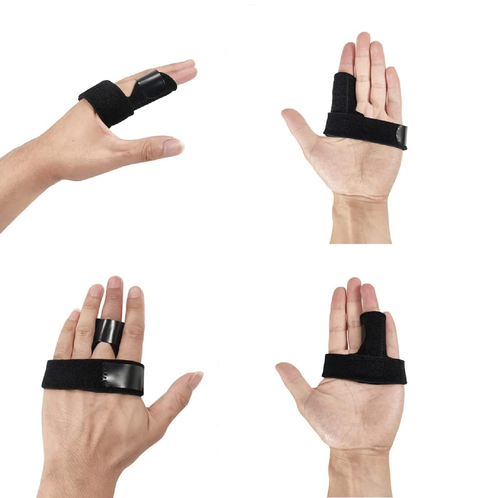 Ssiyiya Trigger Finger Splint, Nonsilp Adjustable Finger Support Brace for Thumb, Index, Middle, Ring, Little Finger, Finger Splints for Broken Fingers Protection Pain Relief & Sport Injuries(Black)