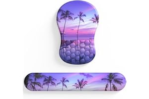 eulps Mouse Pad with Wrist Rest, Ergonomic Memory Foam Keyboard Wrist Pad & Mousepad Wrist Support Set, with Non-Slip PU Base, Pain Relief for Computer (Mauve Twilight)