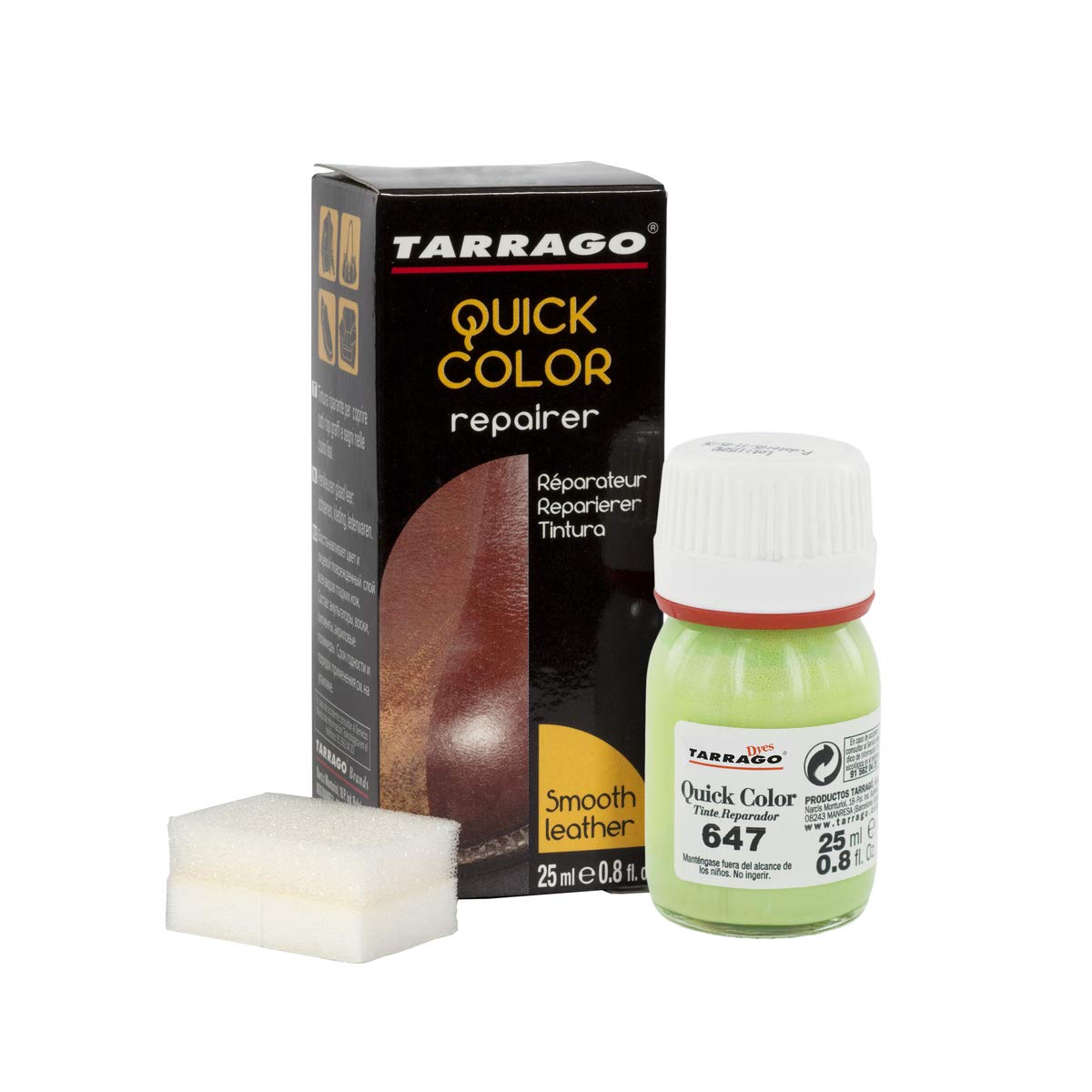 TarragoTarrago Quick Color Dye Leather and Canvas Repair - 25 ml Leather Shoe Dye for Dyeing of Leather Footwear, Bags, Shoes, Jackets, Purses & More - Willow Green #647