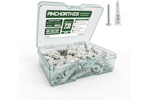 ANCHORTHIS 120 PCS #8 Drywall Anchors Kit Self Drilling 60 Plastic Dry Wall Anchors and 60 Screws for Hanging and Mounting wi