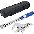 HOTBEST Adjustable Torque Wrench, 5-25 NM Adjustable Jaw 30mm Steel Open End Torque Wrench, Interchangeable Head Spanner Manual Tool for Plumbing Auto Repair Home Maintenance