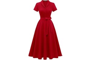 Wedtrend Women's Vintage Tea Dress, Short Sleeve Cocktail Party Dress Work Church Casual Dress