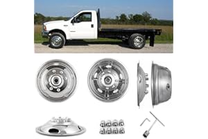 Lifeinfinity 2 Front & 2 Rear 19.5" Polished Stainless Steel Dually Wheel Simulators, Bolt On Wheel Cover, 5 Hand Hole Hubcaps for 1999-2002 Ford F450/F550 Super Duty 2WD & 4wd 8 Lug Truck C19F8