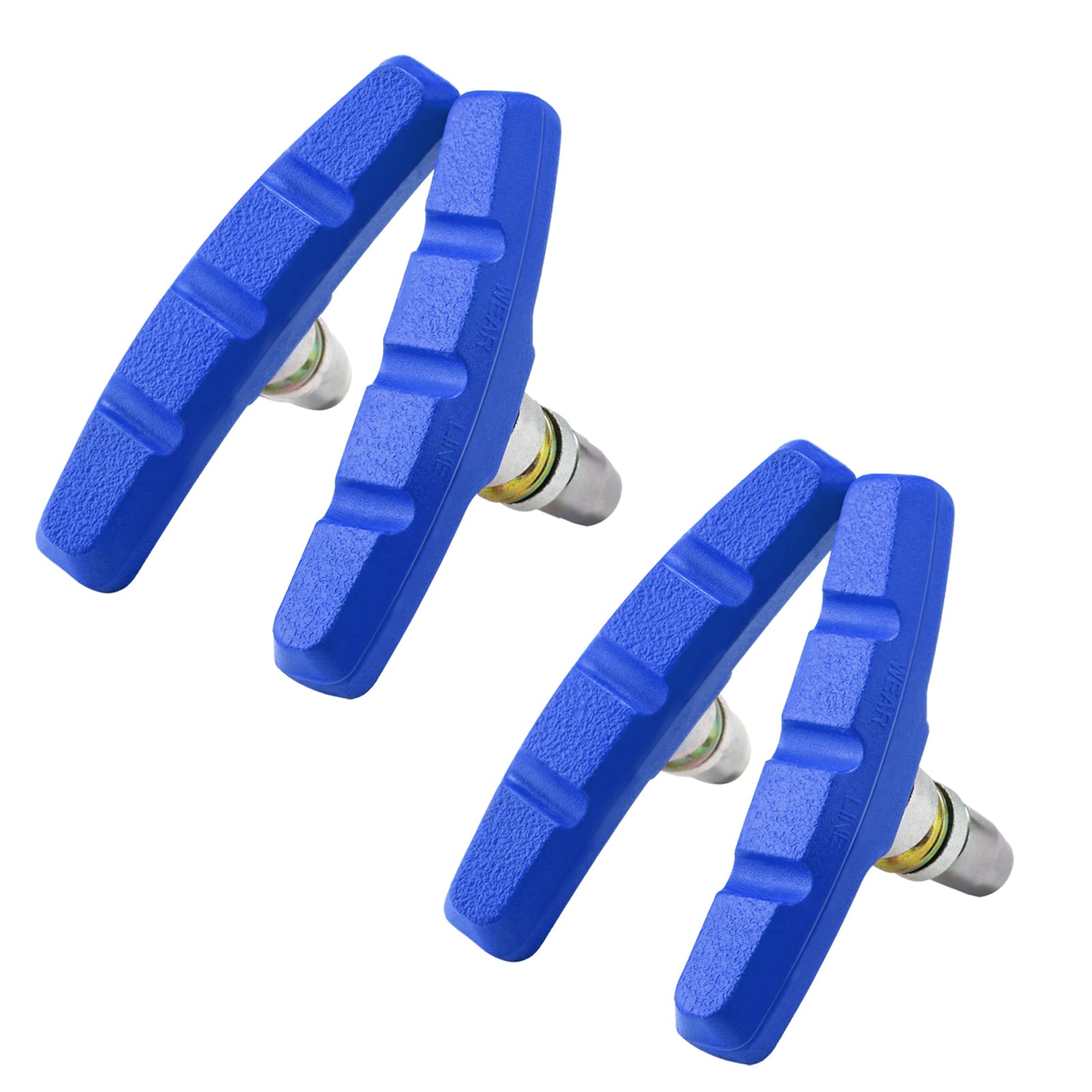 SOMMET 2 pairs V Bike Brake Pads with Hex Nuts and Spacers V Bicycle Brake Blocks Set 70 mm (Blue)