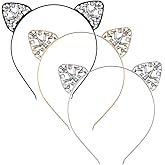 NODG 3 Pieces Crystal Cat Ears Headbands Rhinestone Cat Ear Tiaras for Women Crystal Hair Hoop Women Girls Kids Party Decoration Headdress Cosplay Costume Head wear