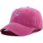 Smile Face Baseball Cap Vintage Distressed Low Profile Unstructured Cotton Dad Hat Adjustable for Women Men