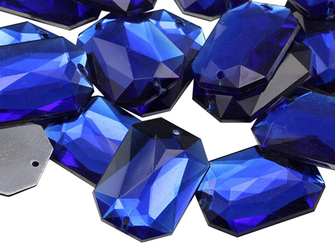 Allstarco 14x10mm Blue Sapphire CH09 Flat Back Octagon Sew On Beads for Crafts Plastic Acrylic Rhinestones with Holes for Sewing, Clothing Embelishments, Costume Cosplays 72 Pieces — image 1