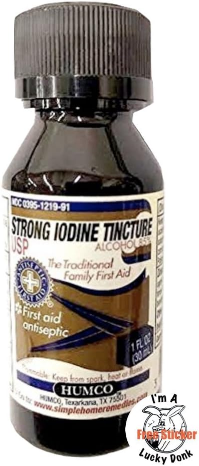 Humco Strong Iodine Tincture 7% First Aid Antiseptic 1 oz plus free sticker by Lucky Donk