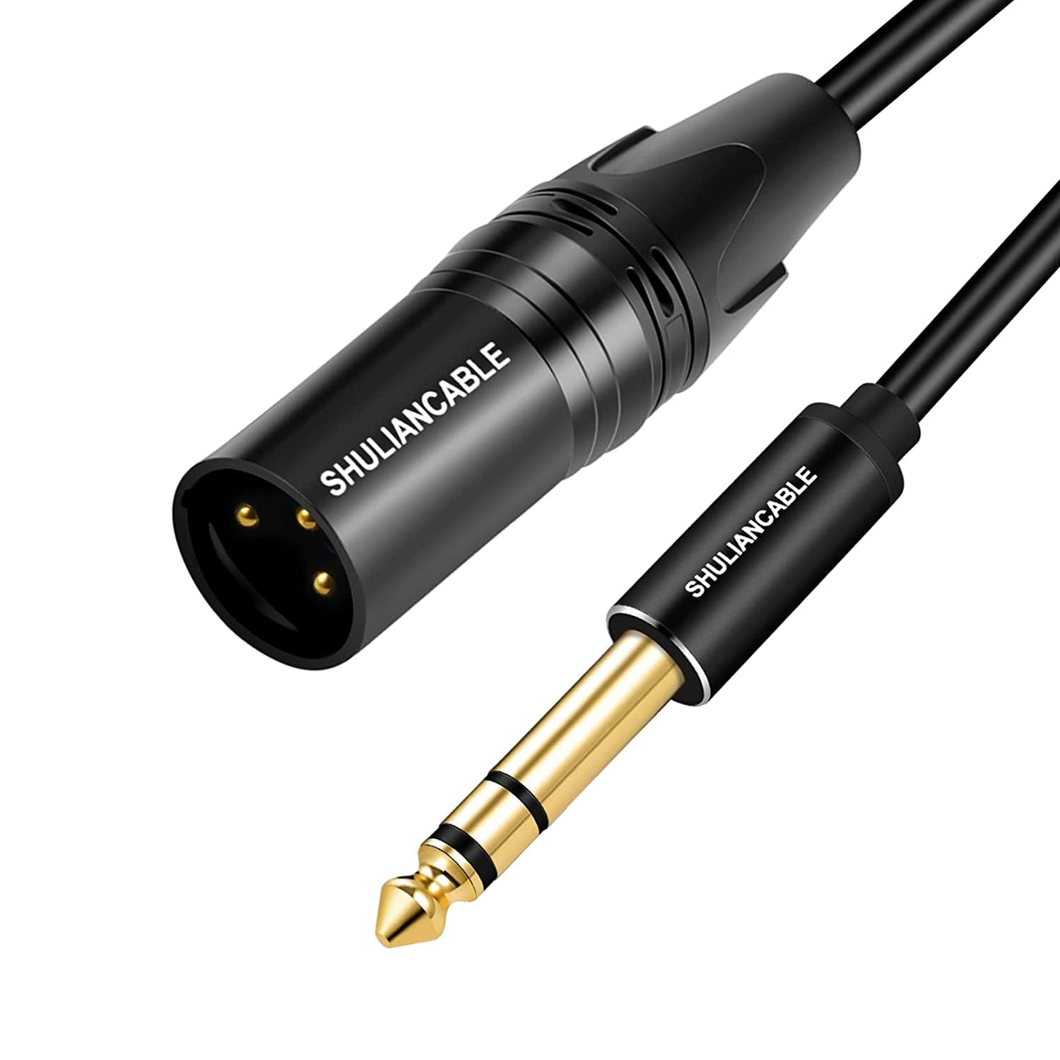 SHULIANCABLE XLR to Jack 6.35 mm, 3-Pin XLR Cable Connection Cable Patch Cable Male to Male for Mixer, Microphones, DJ, Home Theater Equipment, Stage(1M, Male)