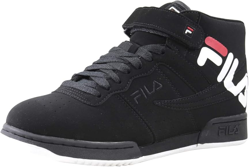 red and black fila high tops