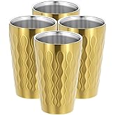 QWORK Stainless Steel Double Wall Cups, 4 Pack 15 oz Insulated Tumbler, Metal Drinking Tumblers, Unbreakable Stackable Water Tumblers Insulated Cup, Shatterproof Cups