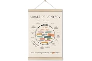 DOI-LANEE Mental Health Posters Hanger Frame, Circle Of Control Poster 16x12 Inch, Inspirational Wall Art for Homeschool Counseling Office Classroom, Therapy Office Decor, Calm Down Corner Wall Art Decor