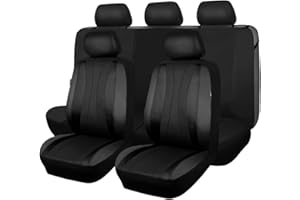 Flying Banner car seat Covers Set airmesh Breathable Fashion Easy Bench Split Protectors Sport Fashion (Black & Black, Full Set - Low Back)