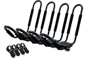 DOHUSPLE Kayak Roof Rack for 2 Kayaks Carrier, Kayak J Bar Hooks Roof Mount Racks for Universal Cars, SUV, Truck, Set of 4 Racks