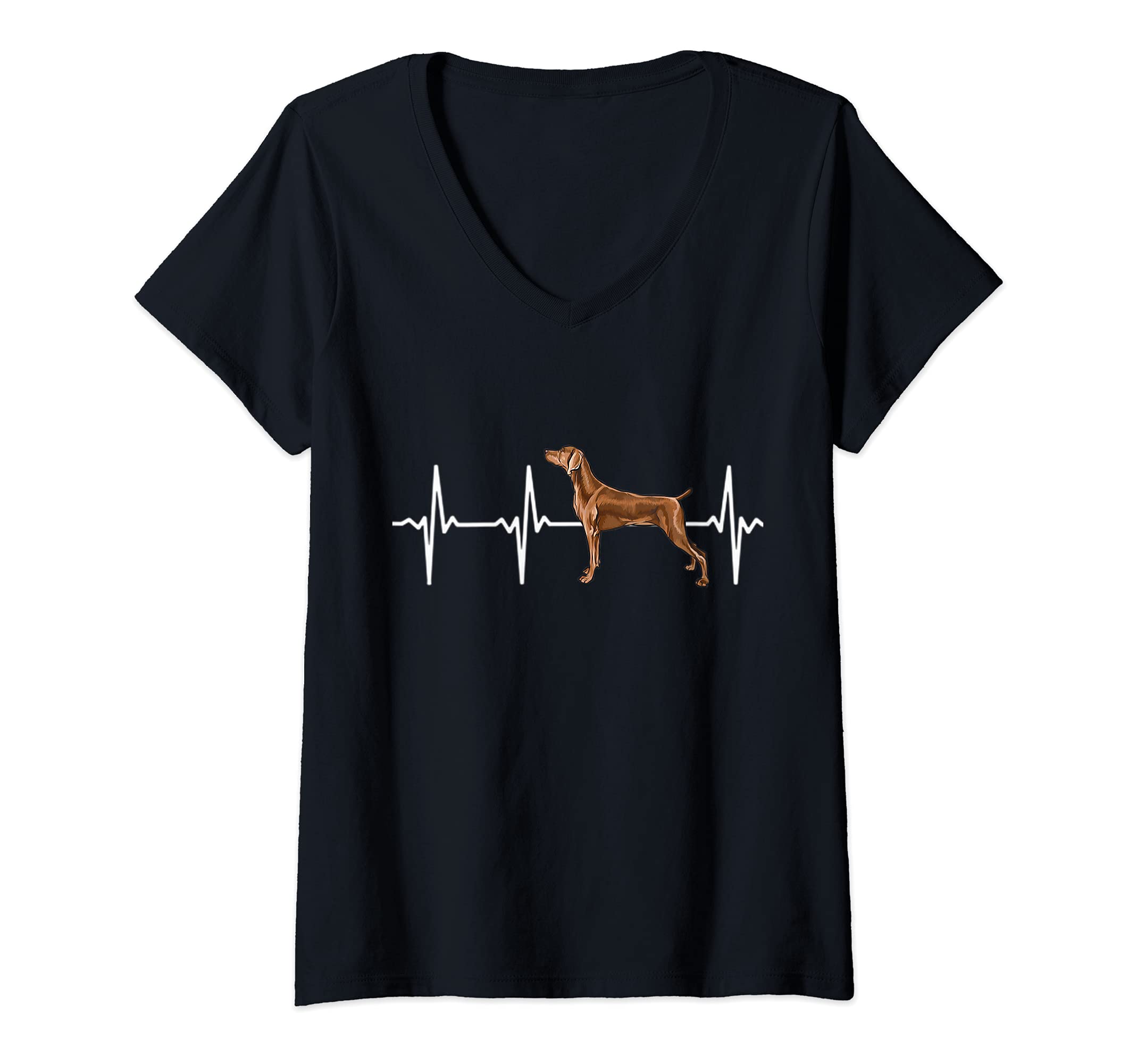 Womens Weimaraner Heartbeat Love My Dog V-Neck T-Shirt