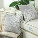 CaliTime Pack of 2 Cozy Fleece Throw Pillow Cases Covers for Couch Bed Sofa Vintage Dahlia Floral Both Sides 18 X 18 Inches Neutral Gray