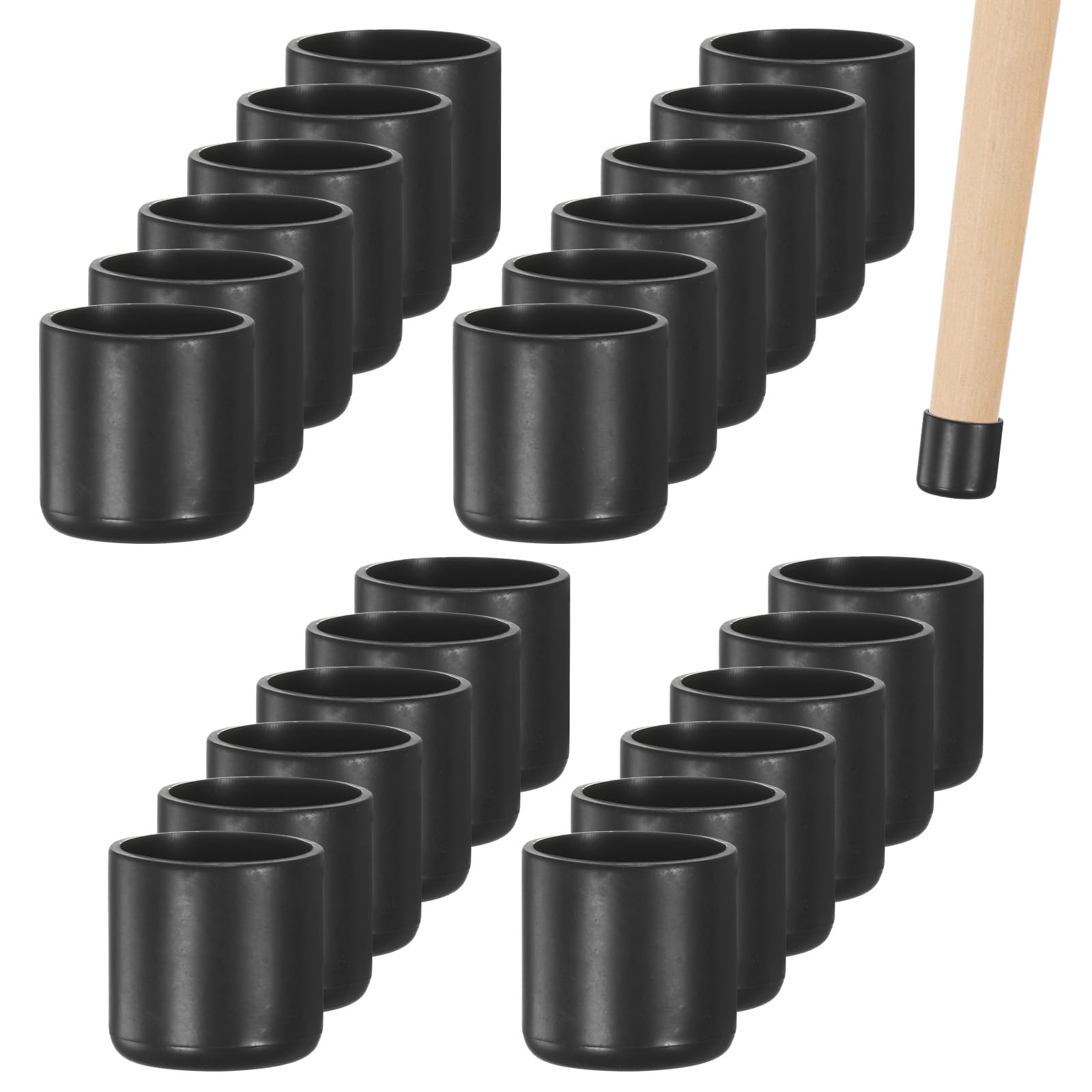 M METERXITY 24-Pack Chair Leg Caps, 3/4 Inch(19mm) PVC Chair Leg Floor Protectors for Folding Chairs/Metal Chairs/Furniture Table/Hardwood Floors, Round Non-Slip Cover End Tips [Black]