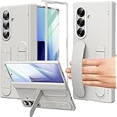 YQODSZ Wrist Strap for Samsung Galaxy Z Fold 7 Case, Finger Strap Full-Body Case with Kickstand Hinge Protection HD Screen Protector Raised Edge Protection Anti-Scratch Stand Cover for Z Fold 7 White