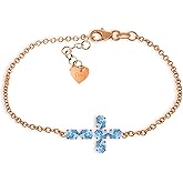 Galaxy Gold GG Blue Topaz Cross Bracelet in 14k Rose Gold