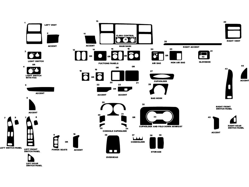 Rdash Dash Kit Decal Trim for Ford F-250 2001-2004 - Wood Grain (Burlwood Matte)