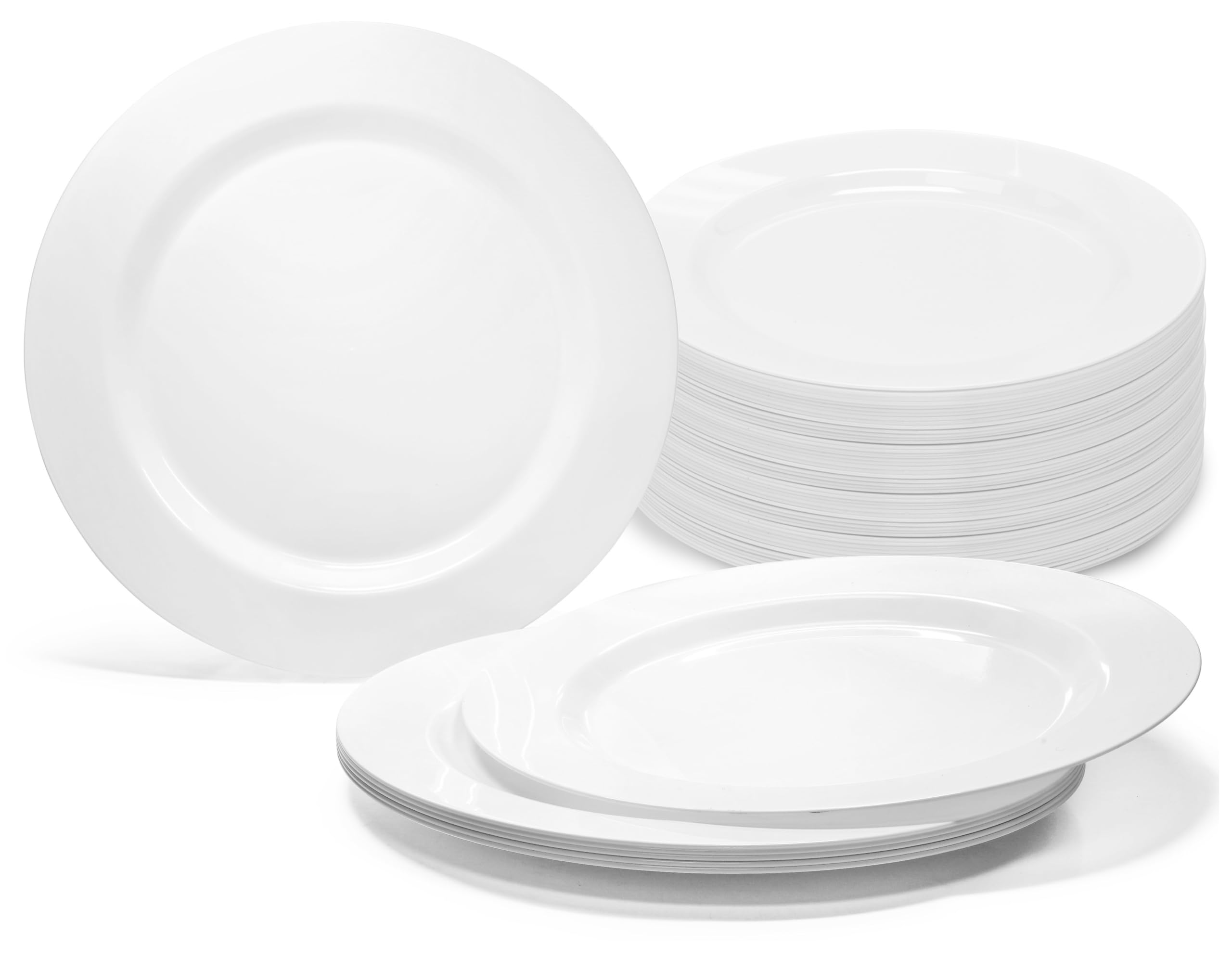 Photo 1 of " OCCASIONS " 120 Plates Pack, Heavyweight Disposable Wedding Party Plastic Plates (6.25'' Dessert/Bread Plate, Plain White)
