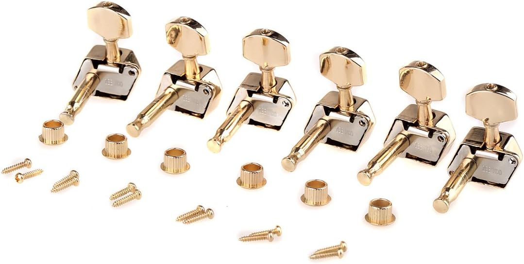 Musiclily Pro 6 in Line Guitar Semi Closed Tuners Machine Heads Tuning Pegs Keys Set for Electric Guitar Gold - Image 3