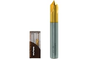 Sulfuras Chamfer End Mill, 90° V Groove, 1/4" Shank, AlTiBN Coated- Perfect Mill Bits for Wood, Alloy Steels, Hardened Steels, Metals - Ideal for DIYers & Pros, CNC Carving Bits etc. (1PC, 1/4"- 90°)