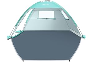 Glymnis Beach Tent Sun Shelter for 3 Person with UPF 50+ UV Protection, Lightweight & Easy Setup Beach Shade Canopy with Vent Windows & Zippered Door