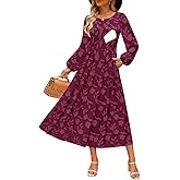 CzzzyL Women's Nursing Dresses Fall Boho Floral Maxi Dress Breastfeeding Long Sleeve Crewneck Wedding Guest with Pockets