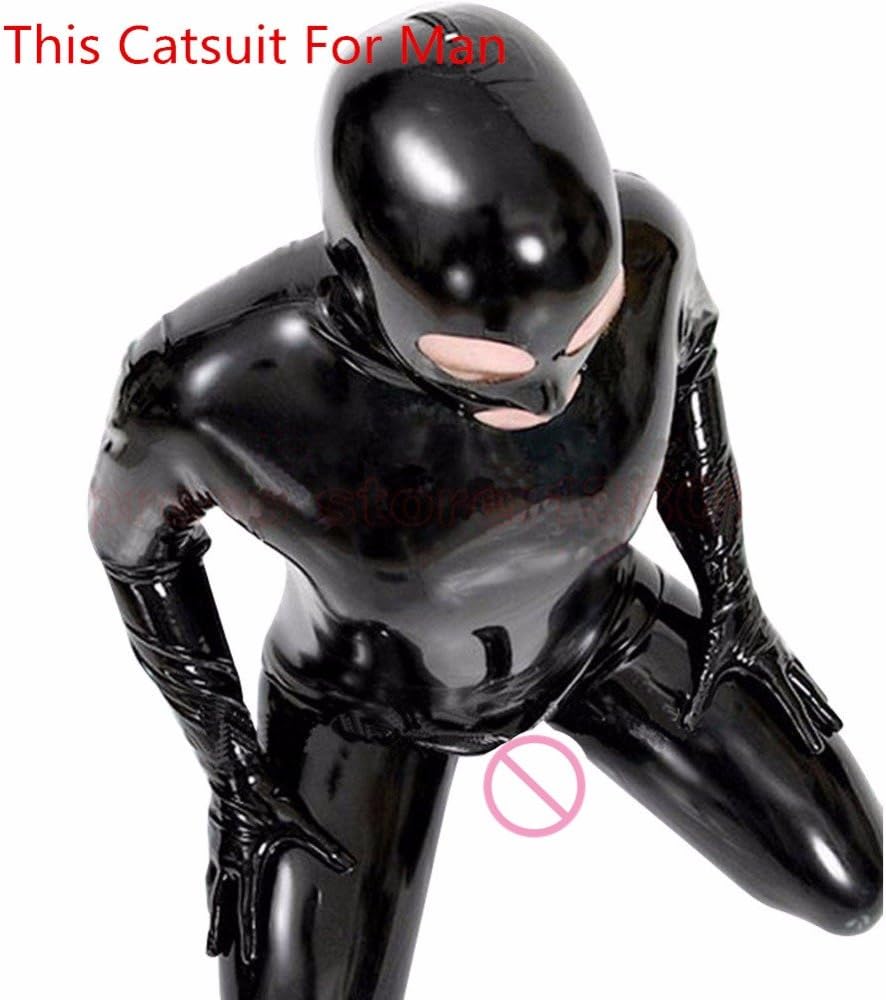 HGOOD Sexy Unisex PVC Latex Nightclub Catsuit Cosplay Party Bodsuit Wetlook Jumpsuit