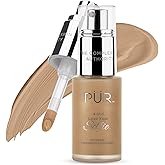 PÜR MINERALS 4-in-1 Love Your Selfie Longwear Foundation & Concealer Full Coverage Liquid Foundation, Hydrating Formula, Cruelty Free