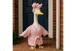Fall Goose Outfit for 23'' H Porch Cement Statue Pink Cute Goose Skirt Costume for Harvest Outdoor Yard Lawn Patio Decor