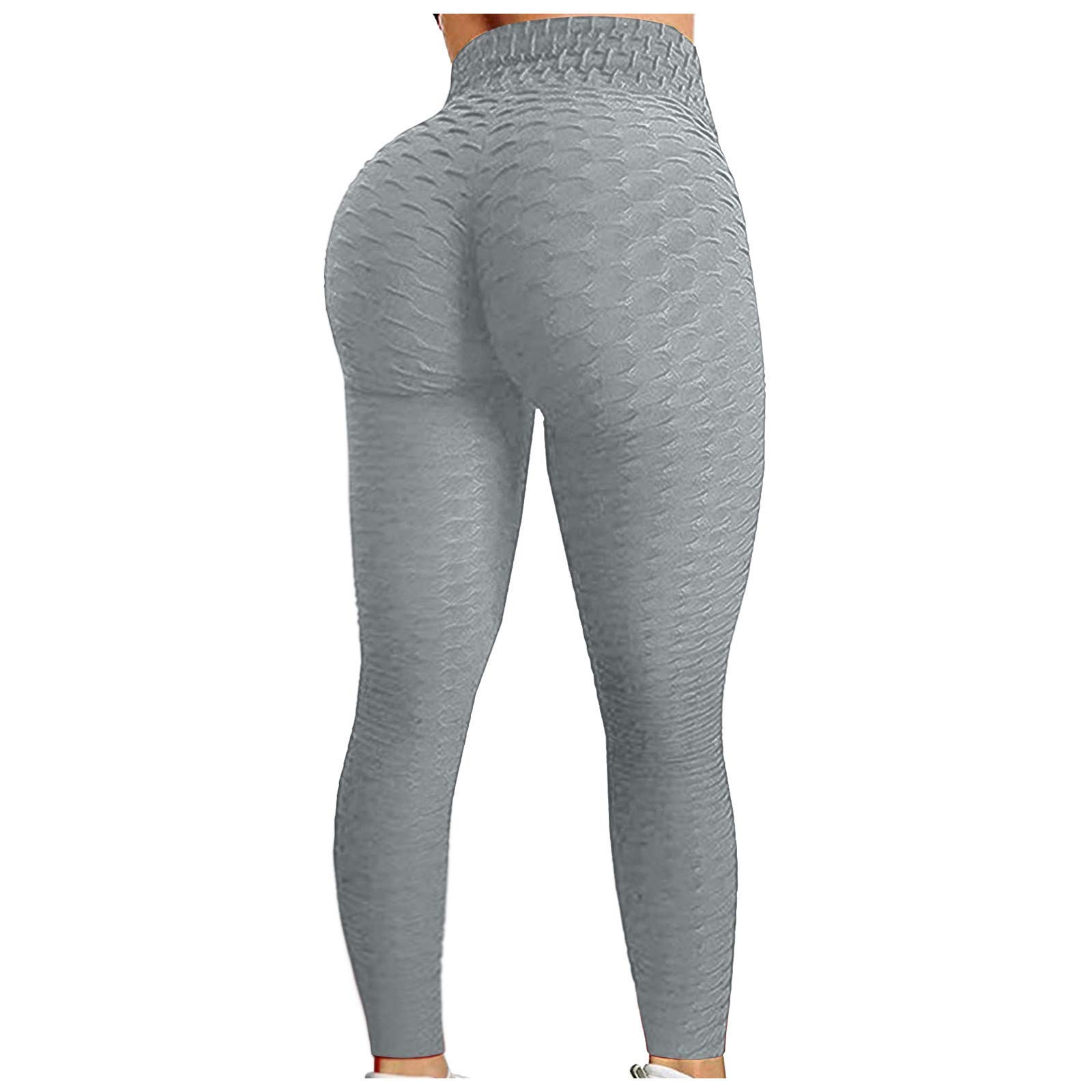 Famous TIK Tok Leggings, Women Bubble Hip Butt Lifting Leggings Workout Tummy Control Yoga Tights Scrunch Leggings (A#Gray,Medium)