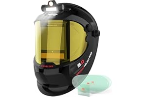 YESWELDER Auto Darkening Welding Helmet with SIDE VIEW and LED, 180° Large View, Digital Filter, Blue Light Blocking, 1/1/1/1 True Color Solar Powered, Shade 3/5-9/9-15 Welder Mask for WELD CUT GRIND