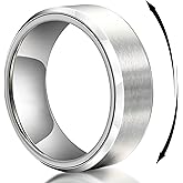 TGNEL Mens Black/Silver Spinner Wedding Ring Titanium Steel Rings 8mm, Brushed Stainless Steel Stress fidget Wedding Band for Anxiety Comfort fit
