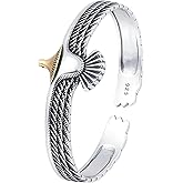 Kim Carrey S925 Sterling Silver Bracelet, Open Bangle Cuff Design, Men's Stacked Bracelets Gift Jewelry for My Man