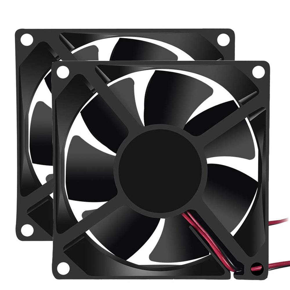 DORHEA 2PCS 80mm x 80mm x 25mm Fan DC 12V 8025 Brushless Cooling Fan for Cooling PC Computer Case CPU Coolers Radiators 2pin (Pack of 2Pcs)