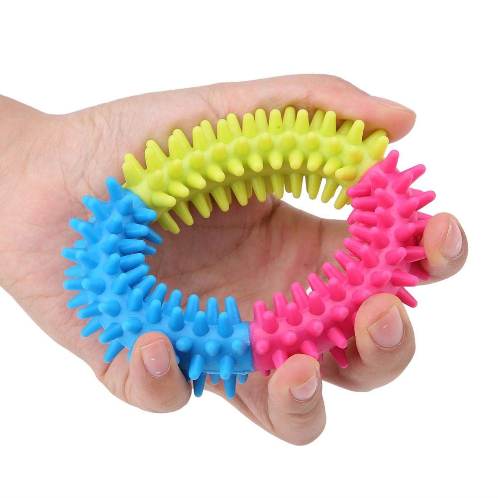 Dogs Chew Toys, Cute Multicolor Dog's Thorn Ring Pets Chew Toys Non-Toxic Rubber Puppy Teething Toys Small Dog Teeth Cleaning Toys