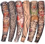 NINVVS 8pk Fake Tattoo Arm Sleeves Sunscreen Elastic Cool Body Art Red Festival view 1