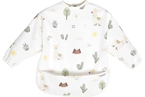 BUBEI Mess proof baby feeding bibs, Smock bibs for baby, Waterproof bibs, Long sleeve baby bib for eating, Toddler smock bib