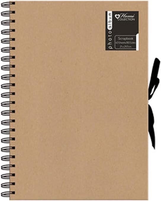 A4 Kraft Ribbon Tie Scrapbook Photo Album Wiro Bound Display Book 40