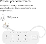 Belkin 6-Outlet Surge Protector Power Strip Wall-Mount USB-C PD 650J 2m Cord view 2