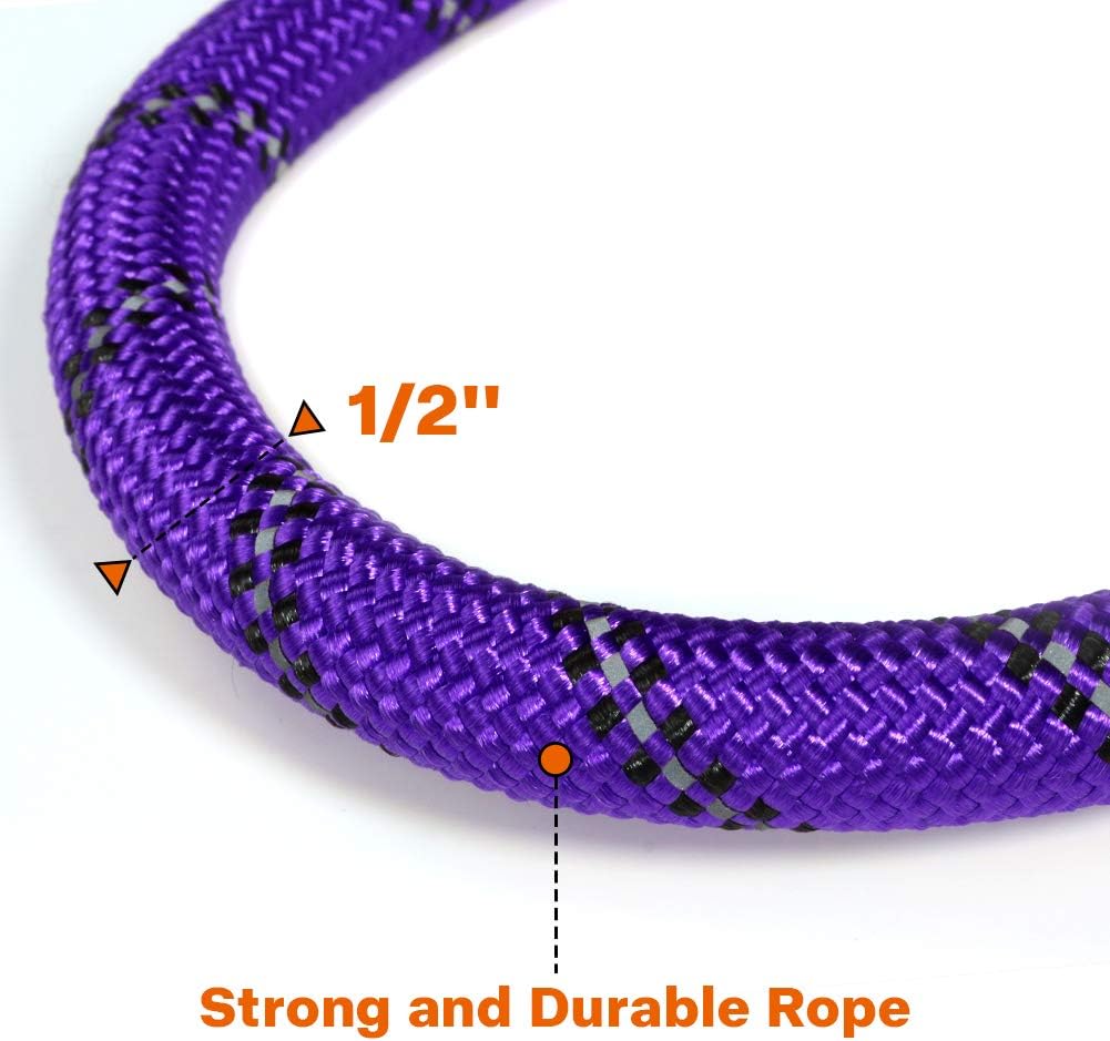 Taglory Rope Dog Lead with Soft Padded Handle, 1.5 m Reflective Lead and Multi-Colour for Medium Large Dogs 1.2 cm, Purple - Image 4