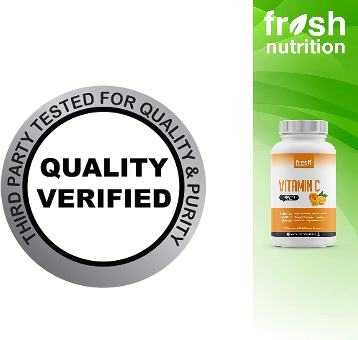 Vitamin C - Powerful 1500mg Per Day Immune Support - Tasty Chewable Vitamin C Supplement All Year-Round Potent Support - Vegan Friendly, Non-GMO, Gluten & Soy Free - All Natural Vit C immunity Booster: Health & Personal Care