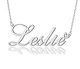 AOLO Leslie Heart Name Necklace Silver Stainless