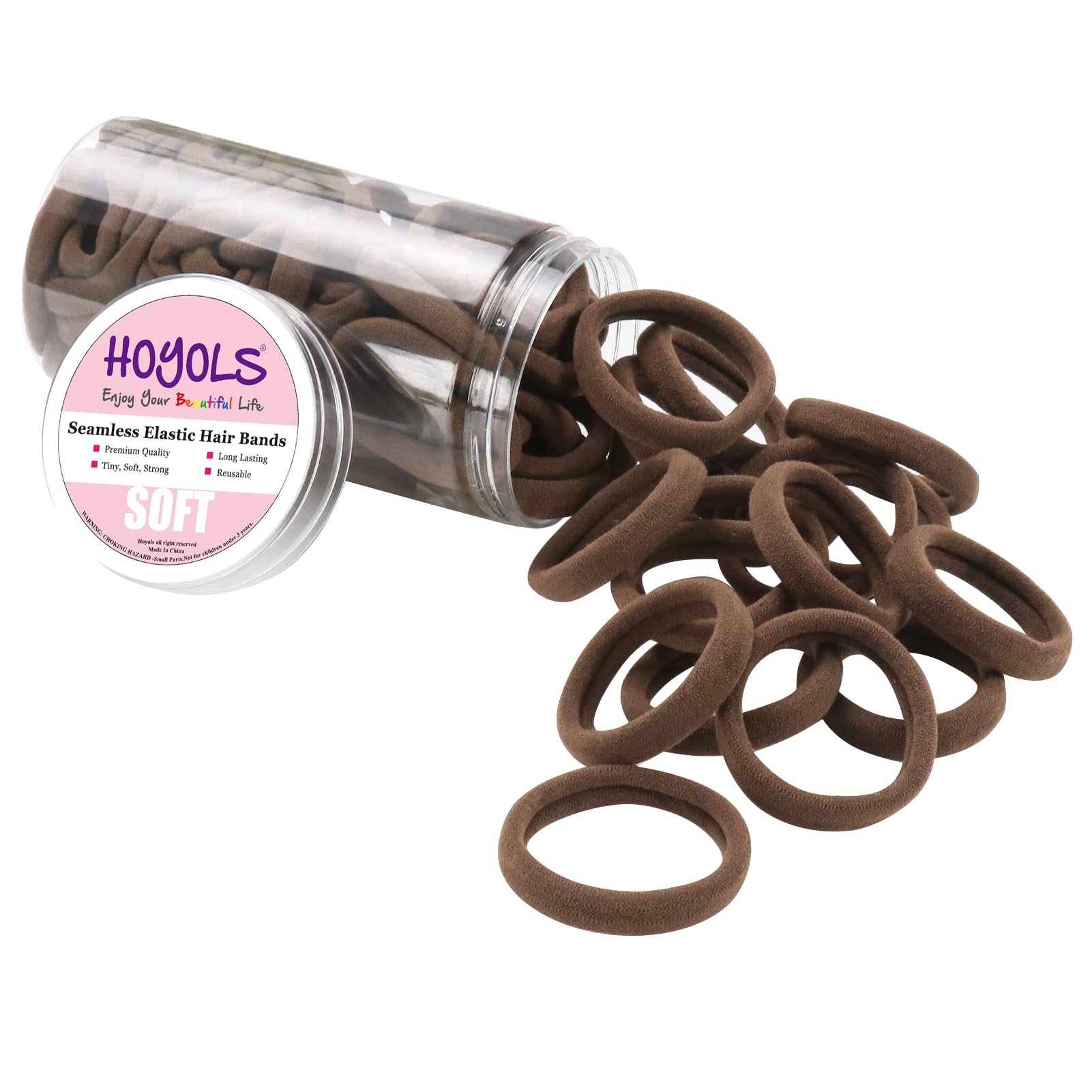 HOYOLS Soft Large Ponytail Holder for Women’s Elastic Hair Ties Hair Bands No Slip No Damage Seamless Scrunchies Headbands 100 Pcs (Sparkling Amber)