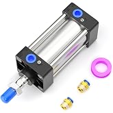 TAILONZ 63mm Bore 75mm Stroke Pneumatic Air Cylinder Double Action SC 63x75 | Double-Action Pneumatic Actuator with Threaded Piston Rod,Aluminum Body for Light Industry,Chemical,Textile,Electronic.