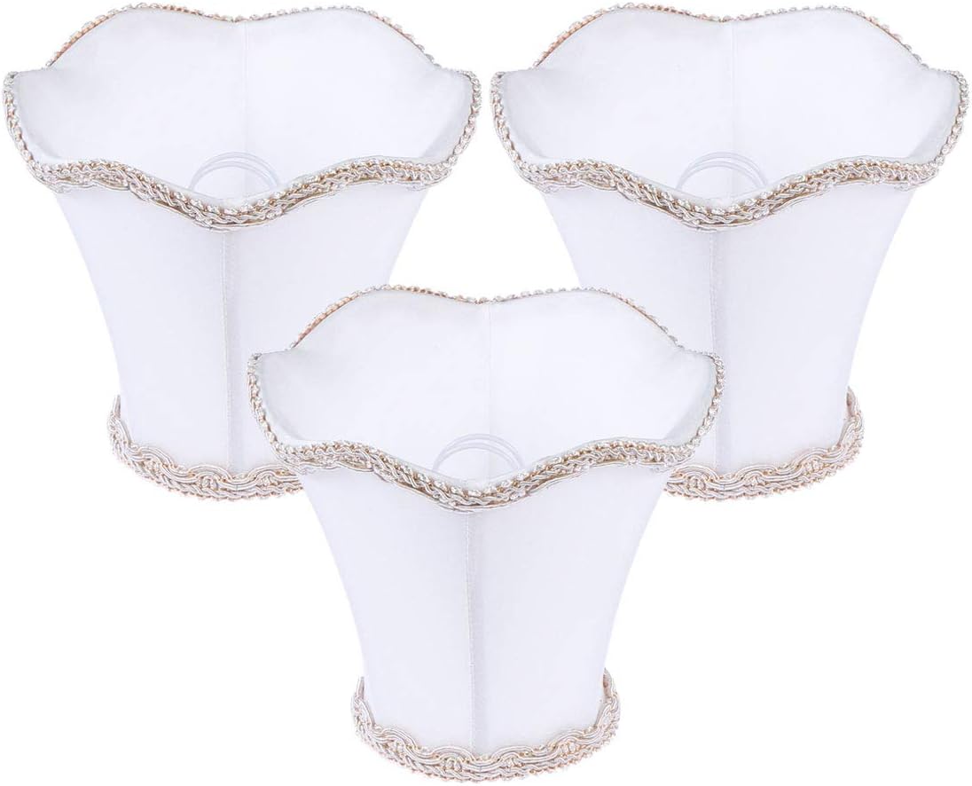 LIOOBO 3pcs/Bag European Lamp Shades Candle Chandelier Lampshade Holder Modern Shade kit for Upward Pointed Candle-Style Bulb/Table/Wall Light (024White Flash)