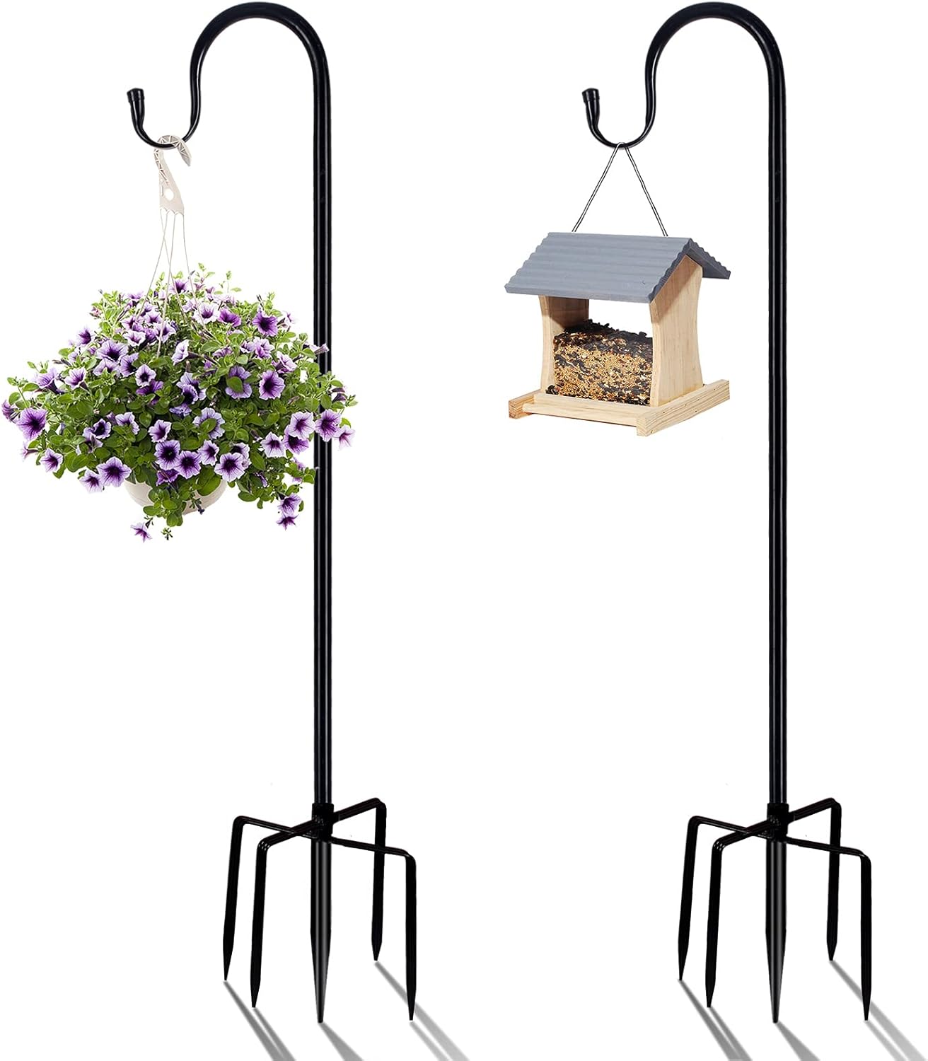 Outdoor Shepherd's Hooks - Shepherds Hook 76 inch, Heavy Duty Wrought Iron Shepherd Hooks 2 Pack Bird Feeder Hanger Pole for Outdoor Hanging Adjustable Shepherds Hooks Can Used for Garden Decorative,Solar Lights Hook
